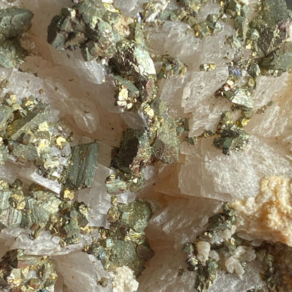 CHALCOPYRITE ON CALCITE FROM MEXICO  240g MF3155