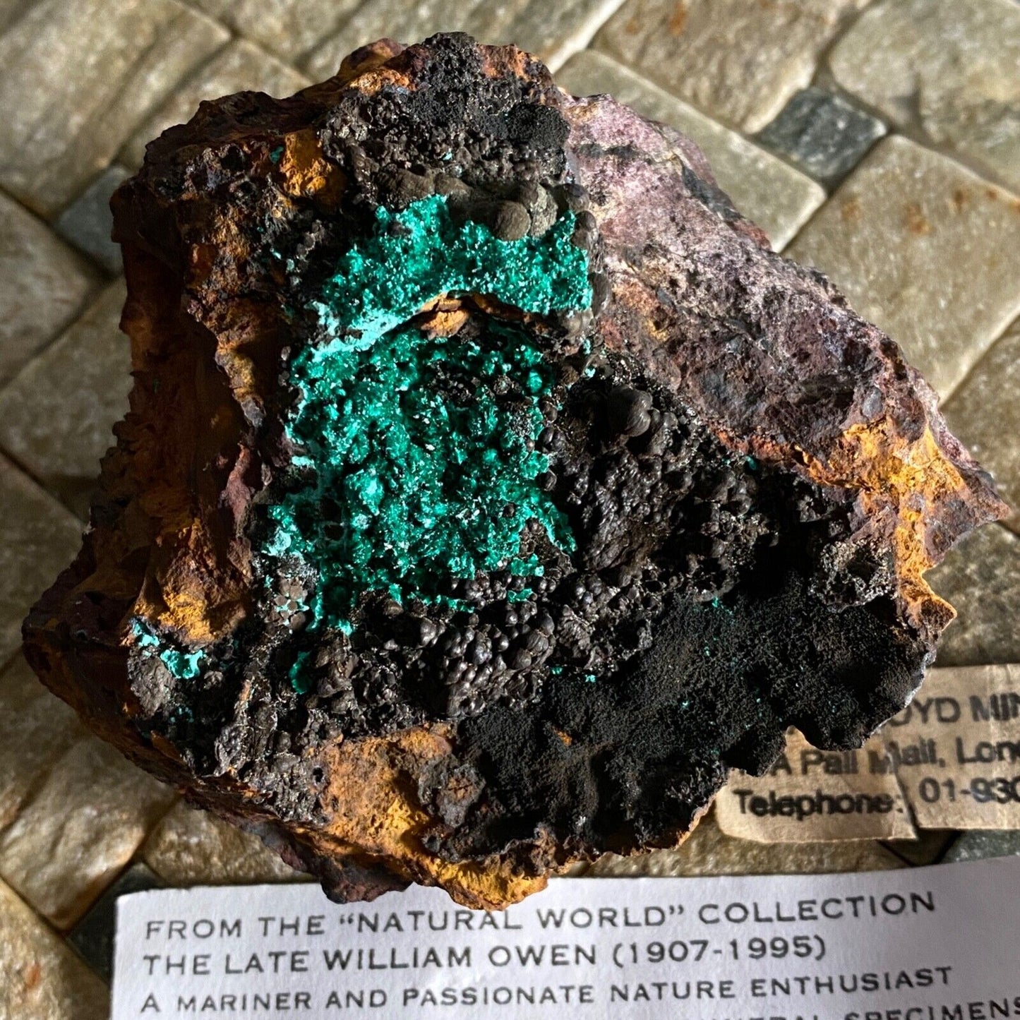 MALACHITE WITH MANGANESE OXIDES RARE SPECIMEN OF HISTORIC INTEREST 248g MF1160