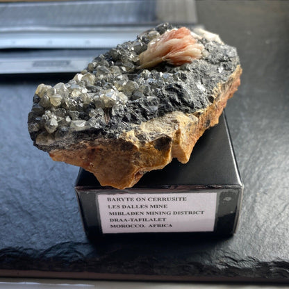 BARYTE ON CERRUSITE FROM LAS DALLES MINE, MOROCCO 188g MF1032