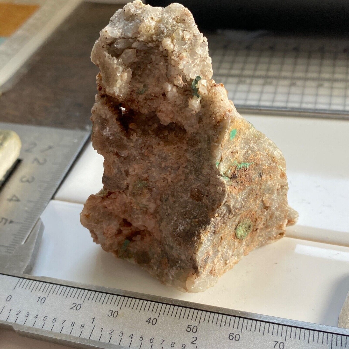 QUARTZ/CHRYSOCOLLA/MALACHITE ETC FROM LLECHWEDD MINE, WALES. 114g MF784