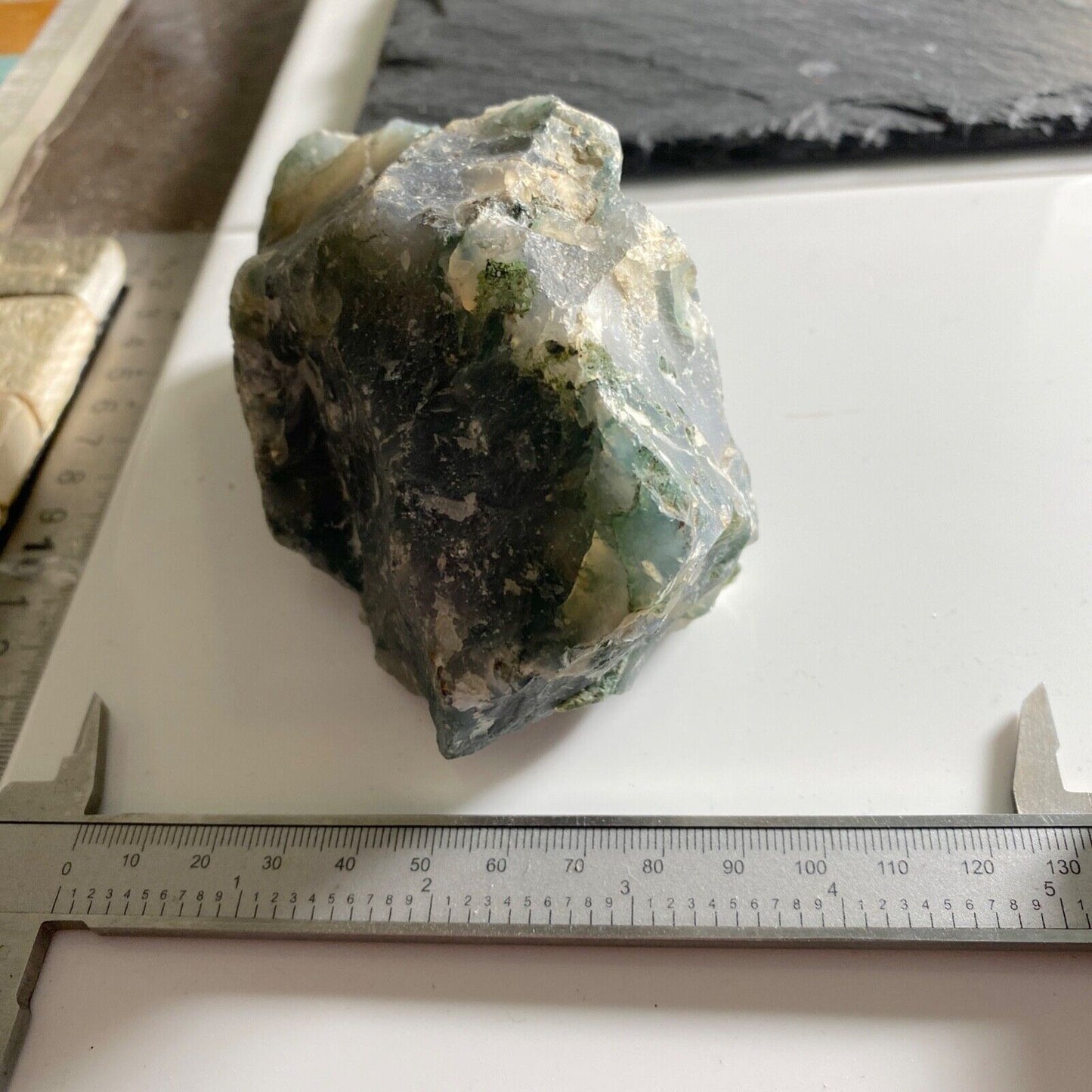 GREEN AGATE WITH QUARTZ FROM MORBI, INDIA LARGE 553g MF895