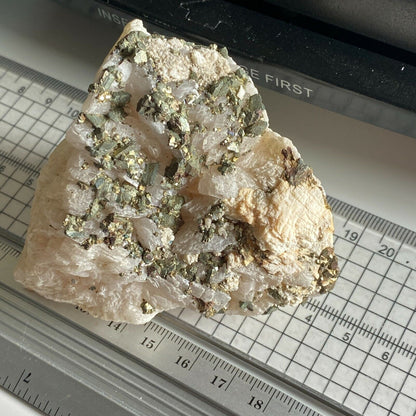 CHALCOPYRITE ON CALCITE FROM MEXICO  240g MF3155