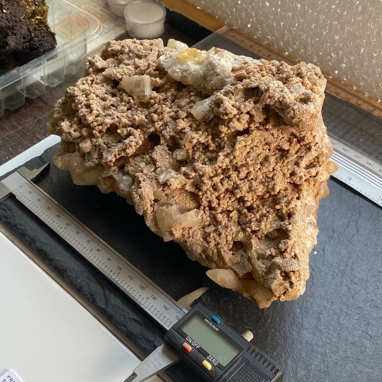 DOLOMITE ON CALCITE [WITH PYRITE ETC] FROM CAVNIC MINE SUBSTANTIAL 2300g MF1101